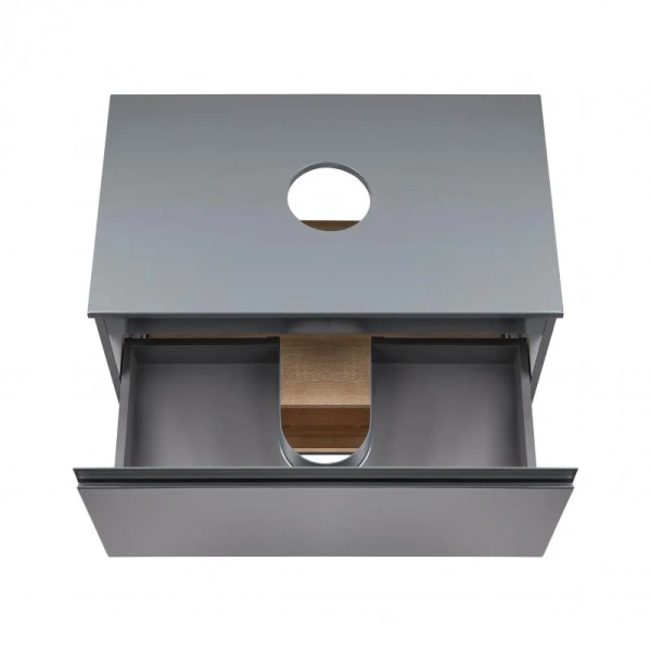 Тумба підвісна Qtap Robin 700х476х437 Graphite/Whitish oak зі стільницею