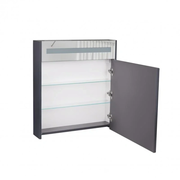 Дзеркальна шафа підвісна Qtap Robin 600х730х145 Graphite з LED-підсвічуванням
