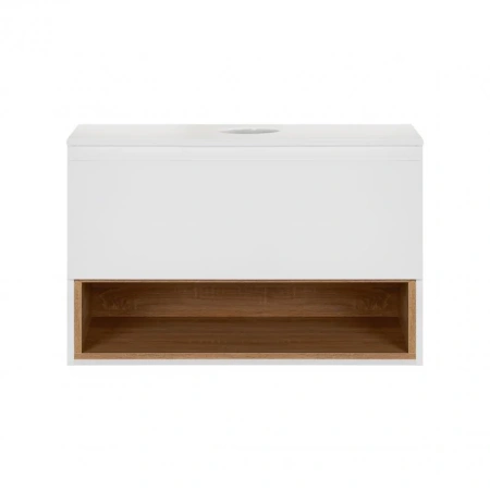 Тумба підвісна Qtap Robin 800х476х437 White/Whitish oak зі стільницею