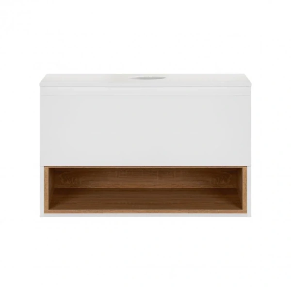 Тумба підвісна Qtap Robin 800х476х437 White/Whitish oak зі стільницею