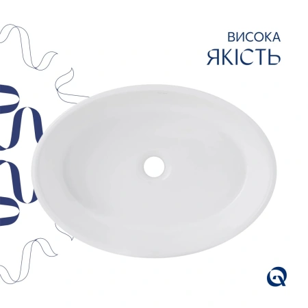 Комплект Qtap Kolibri: Раковина накладна овальна 500x360x140 мм White + Донний клапан PU02