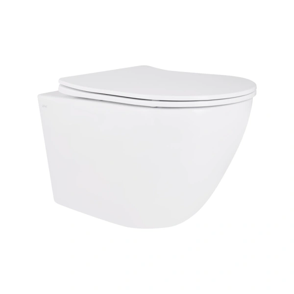 Унітаз підвісний Qtap Robin безобідковий, білий, 490x365x325 з сидінням Slim Duroplast