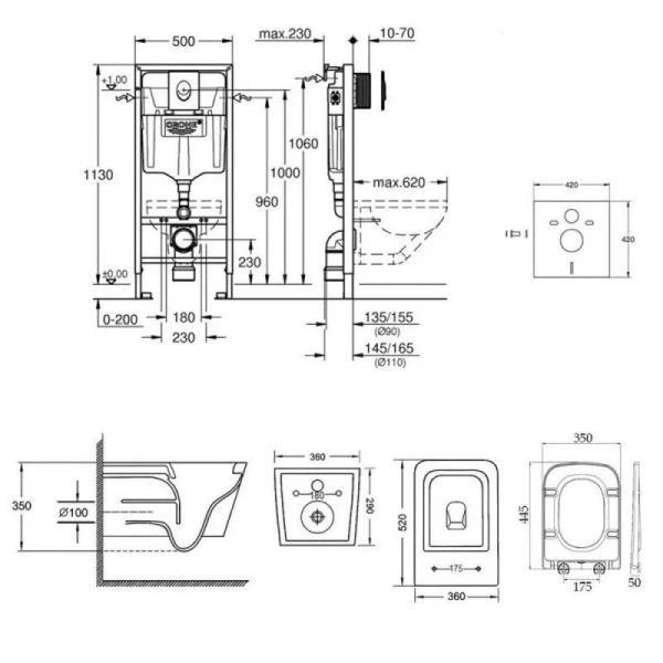 Набір унітаз з сидінням Qtap Crow + інсталяція Grohe Rapid SL
