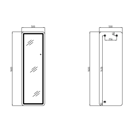 Дзеркало Qtap Gemini 500х1600 з LED-підсвічуванням Inside, з димером,