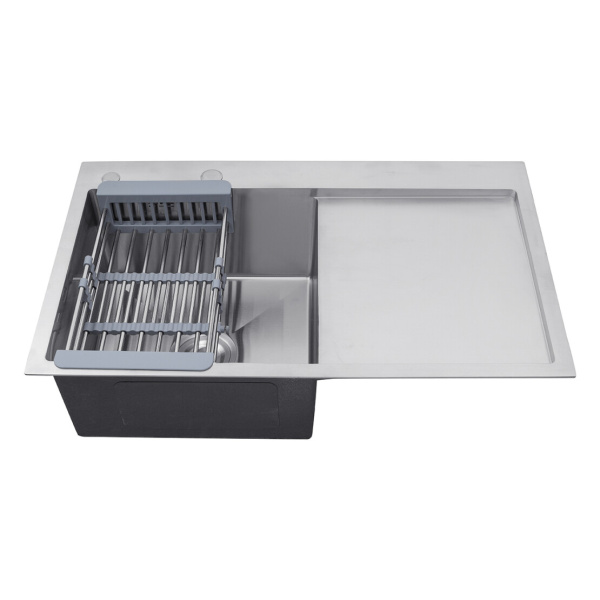 Кухонна мийка крило праворуч Kroner KRP Gebürstet  - 7849LHM (3.0/1.0 мм)