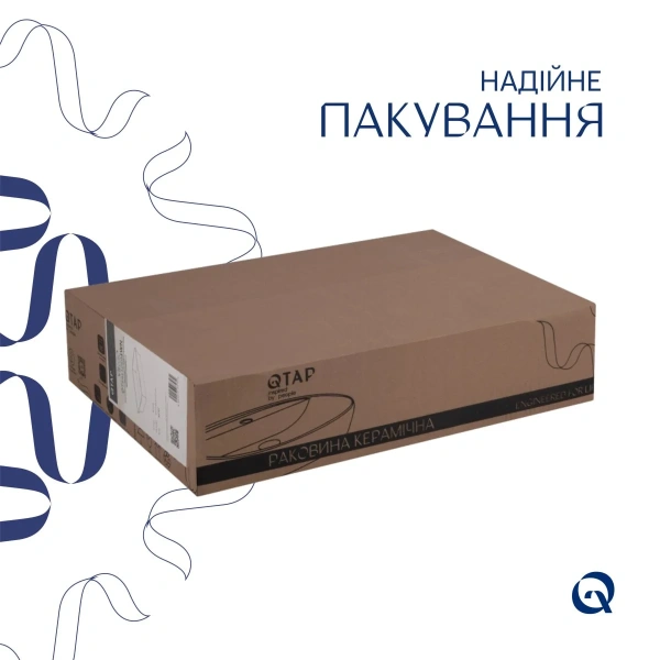 Комплект Qtap Virgo: Раковина накладна прамокутна 490х350х110 мм White + Донний клапан PU02 QT18112261WN47305