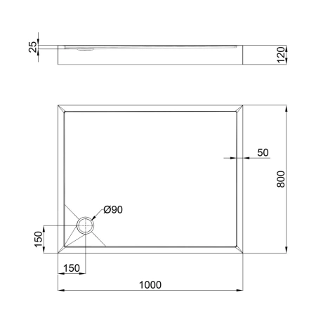 Фото Душовий піддон Qtap Tern 100x80x12 см + сифон