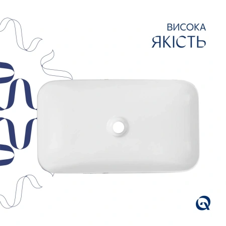 Раковина накладна Qtap Tern Раковина накладна 610x350x135 мм, Marble, прямокутна, з донним клапаном