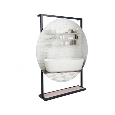 Дзеркало Qtap Taurus 600х850х140 Black/Whitish oak з LED-підсвічуванням