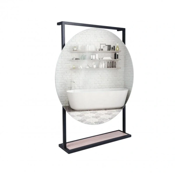 Дзеркало Qtap Taurus 600х850х140 Black/Whitish oak з LED-підсвічуванням