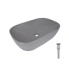 Раковина накладна Qtap Robin 600x390x150 мм, Stone grey, прямокутна, з донним клапаном