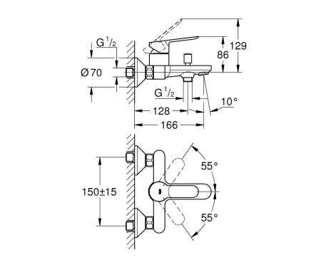 Фото Однорижковий змішувач GROHE BAU EDGE