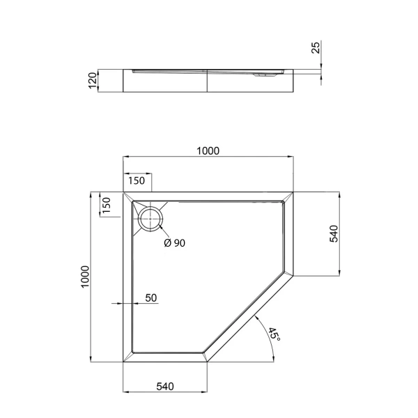 Фото Душовий піддон Qtap Diamond 100x100x12 см + сифон