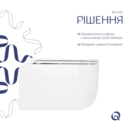 Унітаз підвісний у білому кольорі 490х360х380 з сидінням з мікроліфтом Slim Duroplast Qtap Taurus