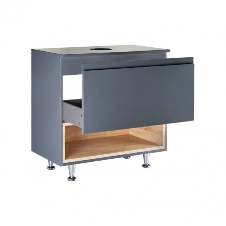 Тумба для підлоги Qtap Robin 600х616х437 Graphite/Whitish oak зі стільницею