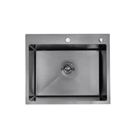 Фото Кухонна мийка Kroner 60*50 PVD 3,0/1,0 мм (колір графіт) + змішувач для кухні Kroner PVD