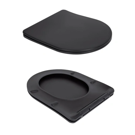 Унітаз підвісний у чорному кольорі 490x365x325 мм з сидінням Slim Duroplast Qtap Robin