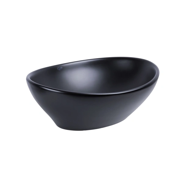 Раковина накладна овальна 415x340x140 мм Qtap Dove у чорному кольорі