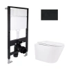 Готове рішення Qtap для ванної кімнати: підвісний унітаз Swan Rimless 520x360x320 + комплект інсталяції Standard (кругла клавіша Black)