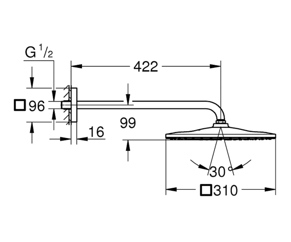 Фото Верхній душ 310 мм GROHE RAINSHOWER