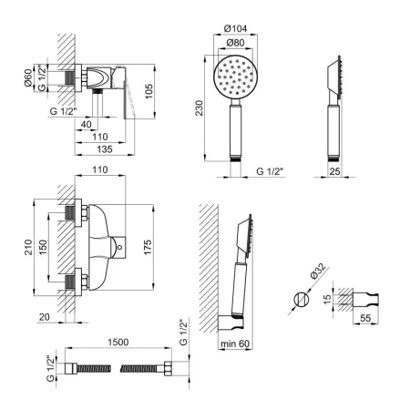 Фото Змішувач для душу Lidz