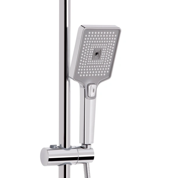 Душова система на три споживача (з виливом) у чорному хром, телескопічна 955-1585 мм Qtap Presto