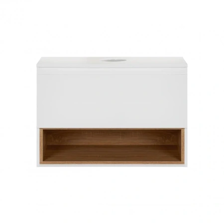 Тумба підвісна Qtap Robin 700х476х437 White/Whitish oak зі стільницею