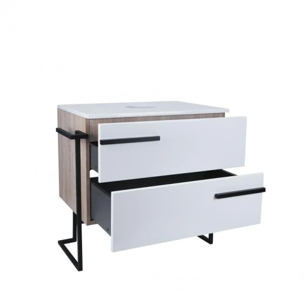 Тумба підлогова Qtap Taurus 700х616х437 White/Whitish oak зі стільницею