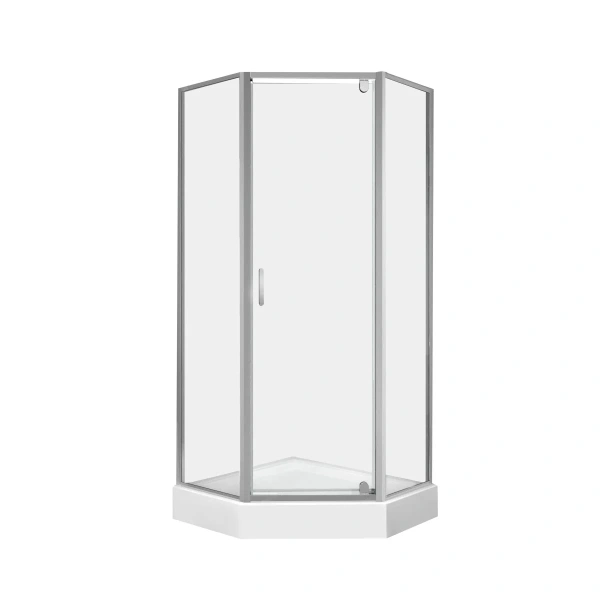 Набір Qtap душова кабіна Leo-AC6 Clear 2020x900x900 мм + піддон Diamond 90x90x12 см з сифоном