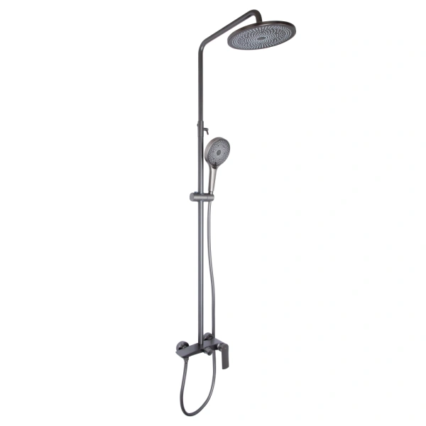 Душова система на два споживача у кольорі графіт, телескопічна 1113-1663 мм Qtap Slavonice