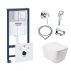 Комплект унітаз з сидінням Qtap Crow + інсталяція Grohe Rapid SL + набір для гігієнічного душу