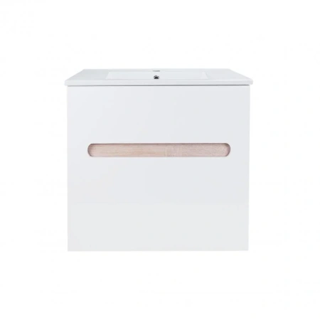 Комплект Qtap Virgo 600х580х437 White/Whitish oak підвісна тумба + раковина врізна