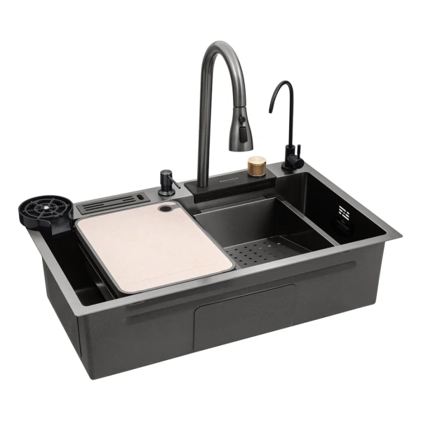 Кухонна мийка Kroner KRP Schwarze - SET7545NB PVD (3.0/0.8 мм)