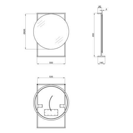 Дзеркало Qtap Taurus 600х850х140 Black/Whitish oak з LED-підсвічуванням
