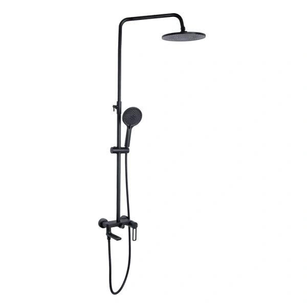 Душова система з виливом у чорному кольорі телескопічна Qtap Taurus