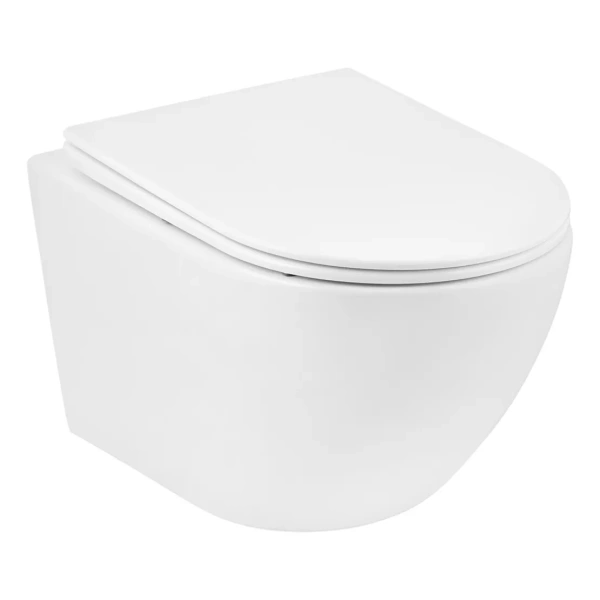Унітаз підвісний безобідковий Kroner Harz WHI523632 RIMLESS з сидінням (KH523632WHIR)