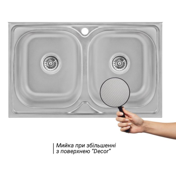Кухонна мийка Lidz 5080 Decor 0,8 мм