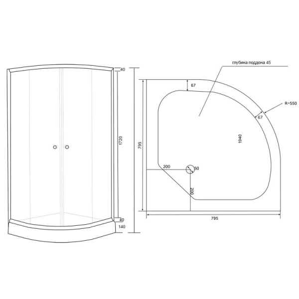Фото Душова кабіна Lidz Latwa 80x80