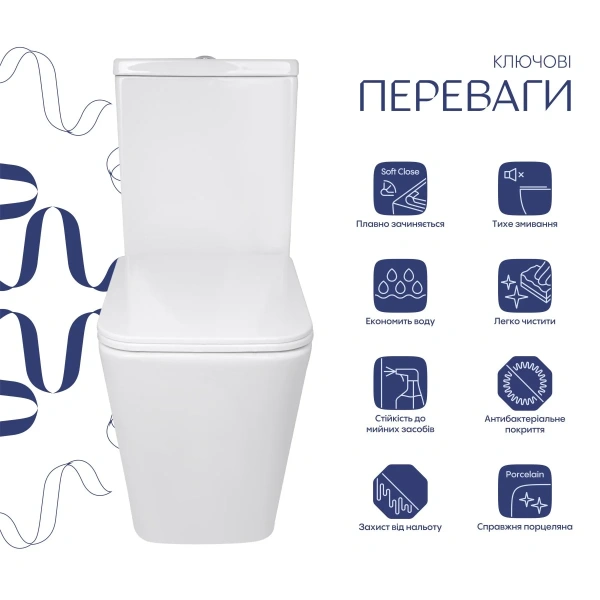 Унітаз підлоговий Qtap Crow Ultra Quiet безобідковий з сідінням Soft-close