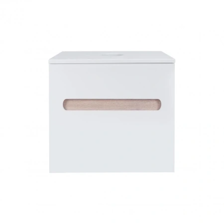 Тумба підвісна Qtap Virgo 600х476х469 White/Whitish oak зі стільницею