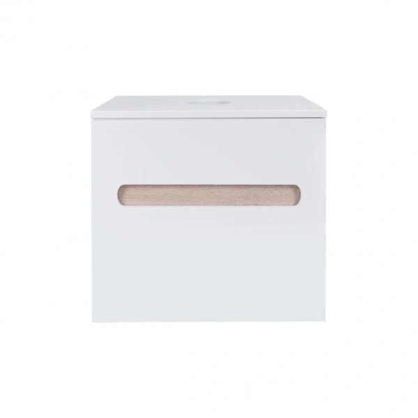 Тумба підвісна Qtap Virgo 600х476х469 White/Whitish oak зі стільницею