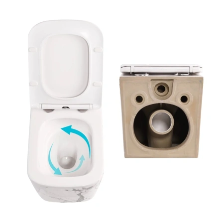 Комплект Qtap Tern Marble 3 в 1: підвісний унітаз Ultra Quiet + біде підвісне + раковина накладна