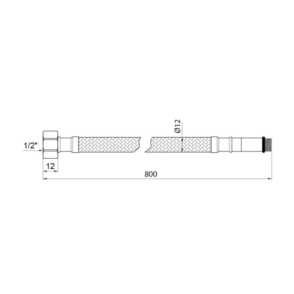 Гнучка підводка для підключення змішувача Kroner KRM 1/2"хМ10 ВЗ 80 см в нейлоновому обплетенні покритому ПВХ (пара)