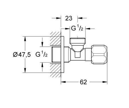 Вентиль кутовий 1/2 GROHE