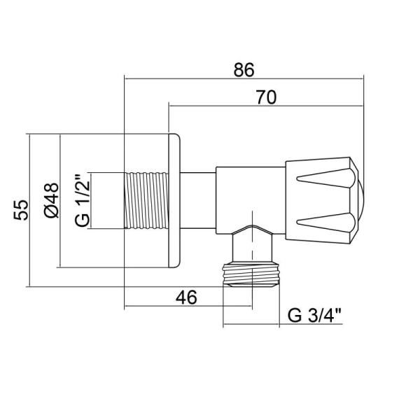 Запірний вентиль Lidz 1/2"х1/2" кутовий