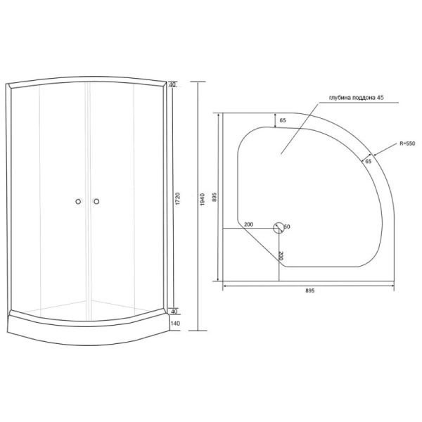 Фото Душова кабіна Lidz Latwa 90x90