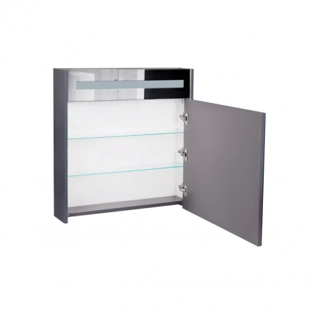 Дзеркальна шафа підвісна Qtap Robin 700х730х145 Graphite з LED-підсвічуванням