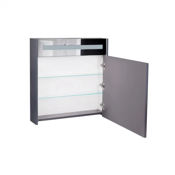 Дзеркальна шафа підвісна Qtap Robin 700х730х145 Graphite з LED-підсвічуванням