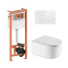 Готове рішення Qtap для ванної кімнати: підвісний унітаз Taurus Ultra Quiet 485×360×350 + комплект інсталяції Nest 4 в 1 (кругла клавіша White)