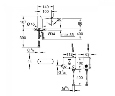 Фото Кран безконтактний для умивальника GROHE EUROECO